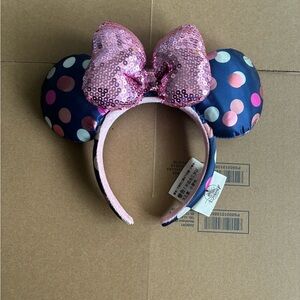 Disney Parks Rock Bow Minnie Ears Sequins Mickey Mouse Polka Dot Headband